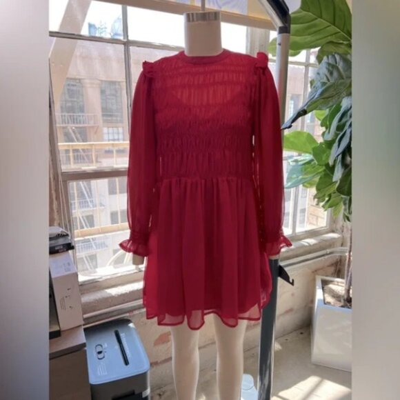 ASOS Elegant Red Chiffon Dress - Picture 2 of 6